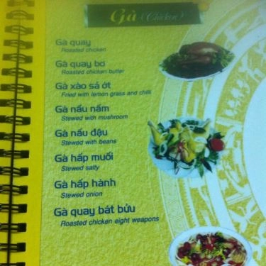 Thực đơn- Quán Ăn Cơm Gà Hồng Ngọc