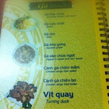 Thực đơn- Quán Ăn Cơm Gà Hồng Ngọc