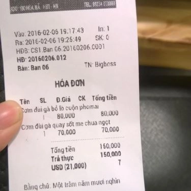 Thực đơn- Quán Ăn Cơm Gà Ken - Hòa Mã