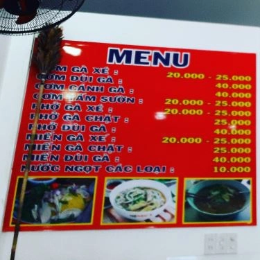 Thực đơn- Quán Ăn Quán Như Ý - Cơm Gà Xé