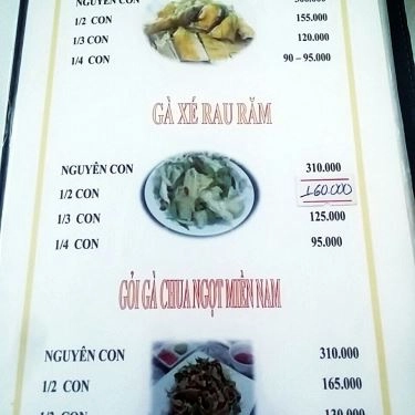Thực đơn- Quán Ăn Cơm Gà Tam Kỳ Hồng Nga - Phan Xích Long