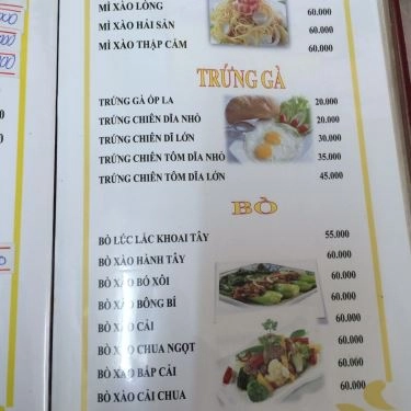 Thực đơn- Quán Ăn Cơm Gà Tam Kỳ Hồng Nga - Phan Xích Long