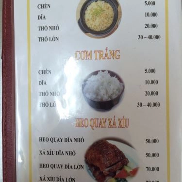 Thực đơn- Quán Ăn Cơm Gà Tam Kỳ Hồng Nga - Phan Xích Long