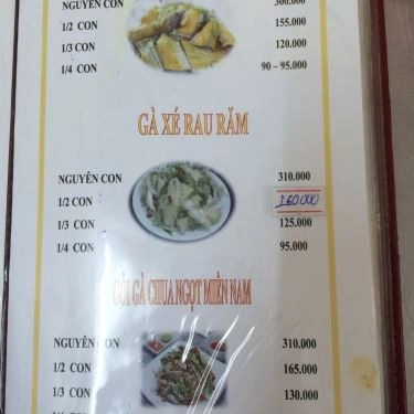 Thực đơn- Quán Ăn Cơm Gà Tam Kỳ Hồng Nga - Phan Xích Long