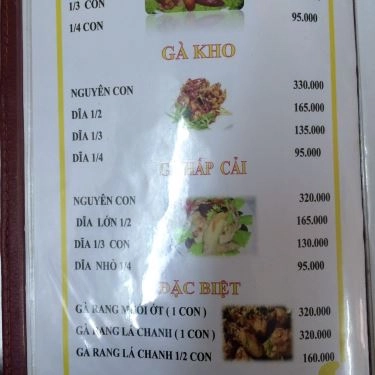 Thực đơn- Quán Ăn Cơm Gà Tam Kỳ Hồng Nga - Phan Xích Long