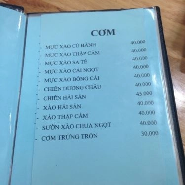 Thực đơn- Quán Ăn Cơm Gà Tâm Ký - Nguyễn Duy Trinh