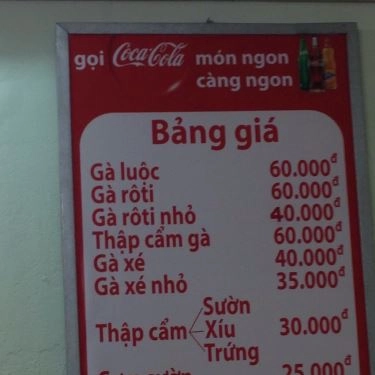 Thực đơn- Quán Ăn Cơm Gà Tú Tài
