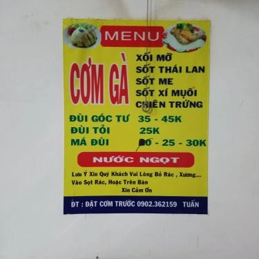 Thực đơn- Quán Ăn Cơm Gà Tuấn Mập