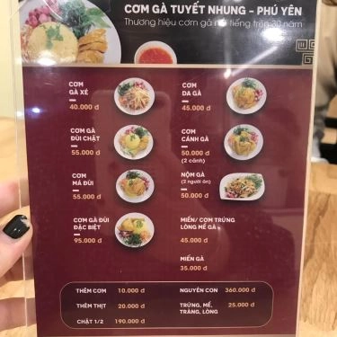 Thực đơn- Quán Ăn Tuyết Nhung - Cơm Gà Phú Yên