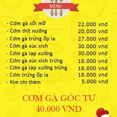 Thực đơn- Quán Ăn Cơm Gà Xối Mỡ A Quang