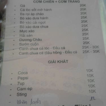 Thực đơn- Quán Ăn Phượng Hoàng 7 - Cơm Gà Xối Mỡ
