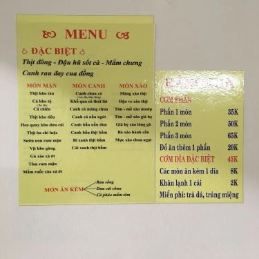 Thực đơn- Quán Ăn Cơm Gia Việt - Mai Văn Vĩnh