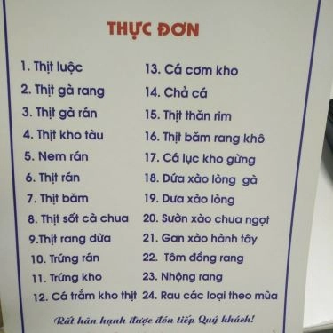 Thực đơn- Quán Ăn Cơm Hải - Cơm Văn Phòng