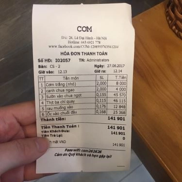 Thực đơn- Quán Ăn CƠM - Lê Đại Hành
