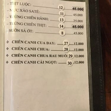 Thực đơn- Quán Ăn Cơm Niêu Út Hiền