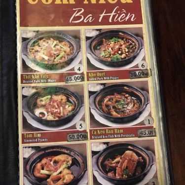 Thực đơn- Quán Ăn Cơm Niêu Út Hiền