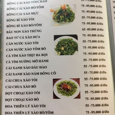 Thực đơn- Nhà Hàng Cơm Niêu Hoa Sữa