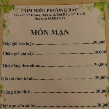 Thực đơn- Quán Ăn Cơm Niêu Phương Bắc