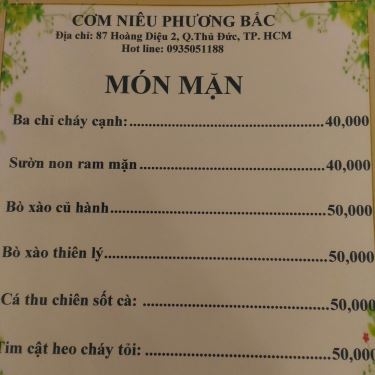Thực đơn- Quán Ăn Cơm Niêu Phương Bắc