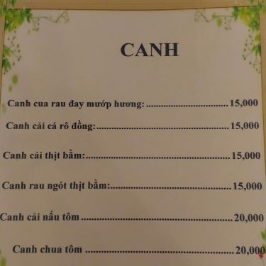 Thực đơn- Quán Ăn Cơm Niêu Phương Bắc