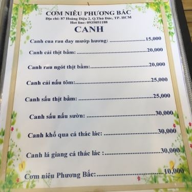 Thực đơn- Quán Ăn Cơm Niêu Phương Bắc