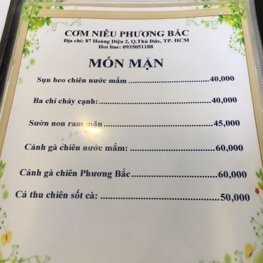 Thực đơn- Quán Ăn Cơm Niêu Phương Bắc