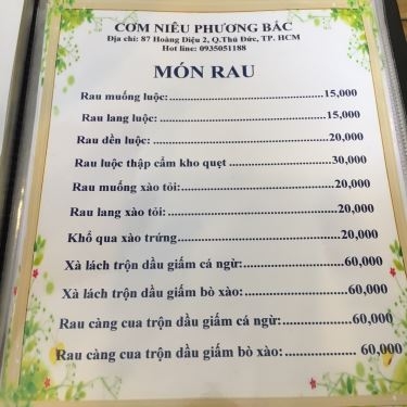 Thực đơn- Quán Ăn Cơm Niêu Phương Bắc