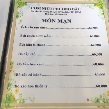 Thực đơn- Quán Ăn Cơm Niêu Phương Bắc