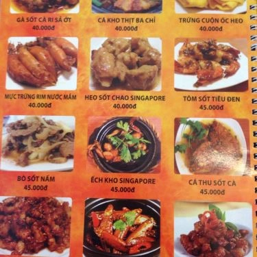 Thực đơn- Quán Ăn Cơm Niêu Singapore - Hoàng Hoa Thám