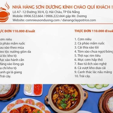 Thực đơn- Nhà Hàng Cơm Niêu Sơn Dương