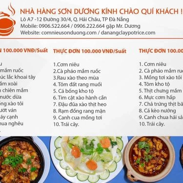 Thực đơn- Nhà Hàng Cơm Niêu Sơn Dương