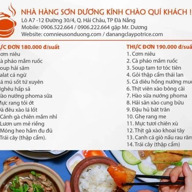 Thực đơn- Nhà Hàng Cơm Niêu Sơn Dương