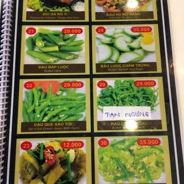 Thực đơn- Quán Ăn Cơm Niêu Thanh Dung - Vincom Quang Trung