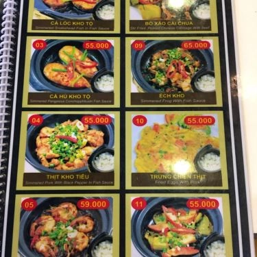Thực đơn- Quán Ăn Cơm Niêu Thanh Dung - Vincom Quang Trung