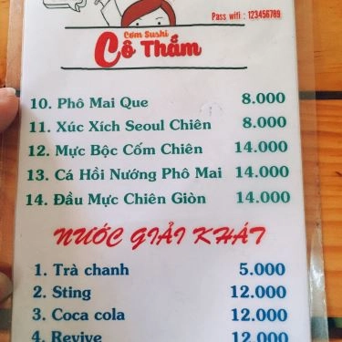 Thực đơn- Quán Ăn Cơm Sushi Cô Thắm