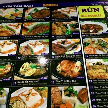 Thực đơn- Quán Ăn Cơm Tấm Cali 14 - Vincom Thủ Đức
