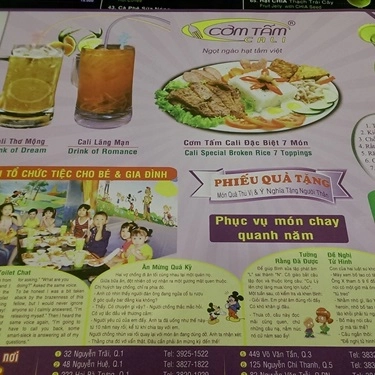 Thực đơn- Quán Ăn Cơm Tấm Cali 14 - Vincom Thủ Đức