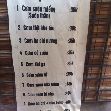 Thực đơn- Quán Ăn Cơm Tấm Cô Kiều Sóc Trăng - Thụy Khuê