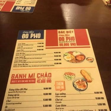 Thực đơn- Quán Ăn Cơm Tấm Đỗ Phủ