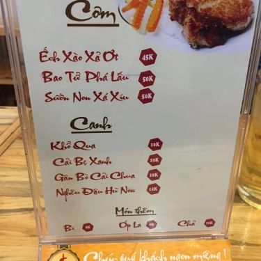 Thực đơn- Quán Ăn Cơm Tấm Đường Phố