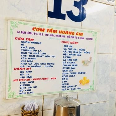 Thực đơn- Quán Ăn Cơm Tấm Hoàng Gia