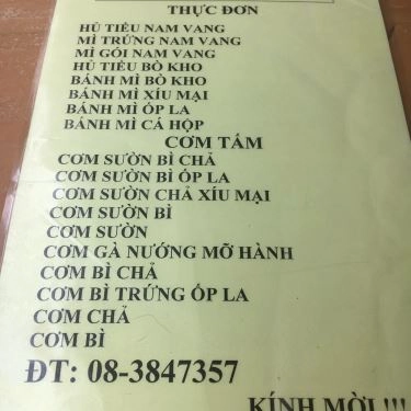 Thực đơn- Quán Ăn Cơm Tấm & Hủ Tiếu Nam Vang - Hồ Văn Huê