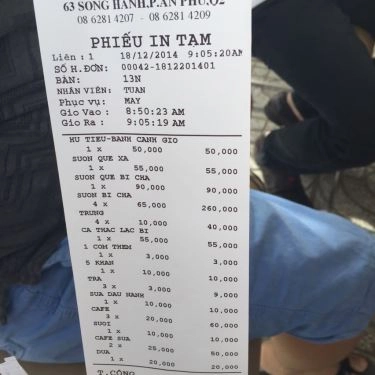 Thực đơn- Quán Ăn Cơm Tấm Kiều Giang - Song Hành