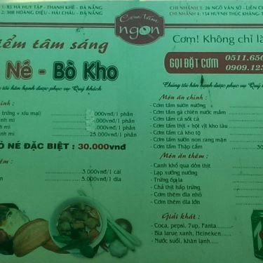 Thực đơn- Quán Ăn Cơm Tấm Ngon - Ngô Văn Sở