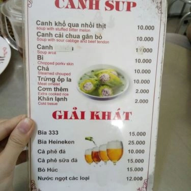 Thực đơn- Quán Ăn Cơm Tấm Nhớ - Hoàng Diệu