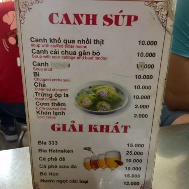 Thực đơn- Quán Ăn Cơm Tấm Nhớ - Hoàng Diệu