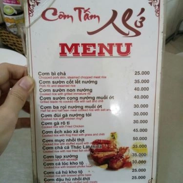 Thực đơn- Quán Ăn Cơm Tấm Nhớ - Hoàng Diệu