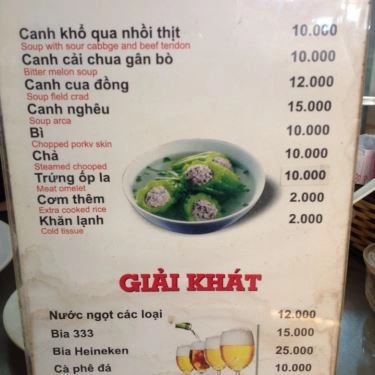 Thực đơn- Quán Ăn Cơm Tấm Nhớ - Hoàng Diệu