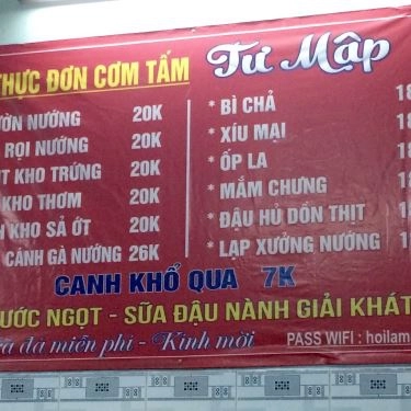 Thực đơn- Quán Ăn Cơm Tấm Tư Mập - Vườn Lài