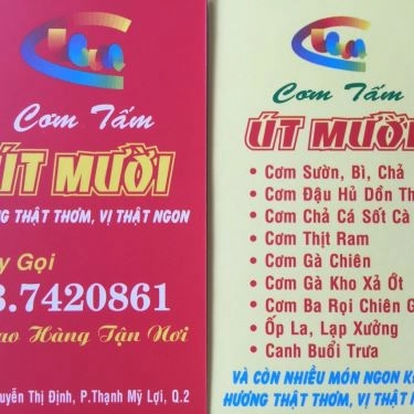 Thực đơn- Quán Ăn Cơm Tấm Út Mười - Nguyễn Thị Định